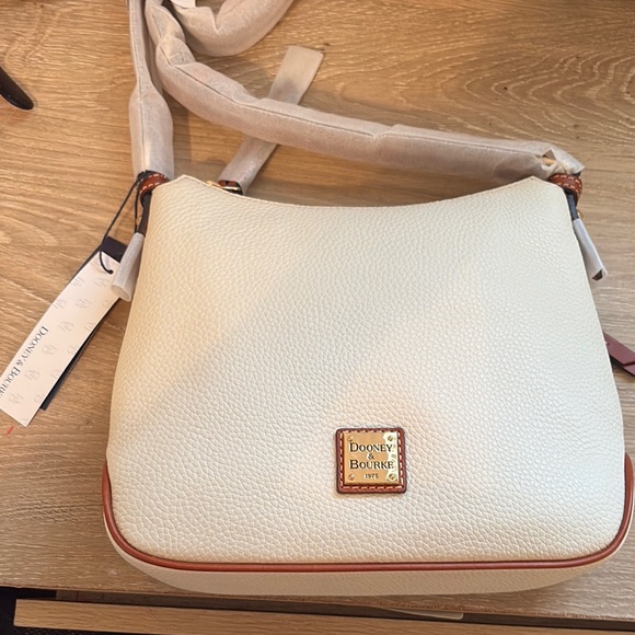 Dooney & Bourke Cream Hobo Bag with Black Accents